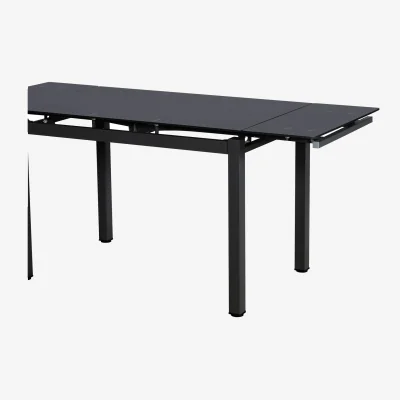 The Range Modico Tempered Glass Extending Dining Table in Black or Grey Small and Large - Black / GlassMetal