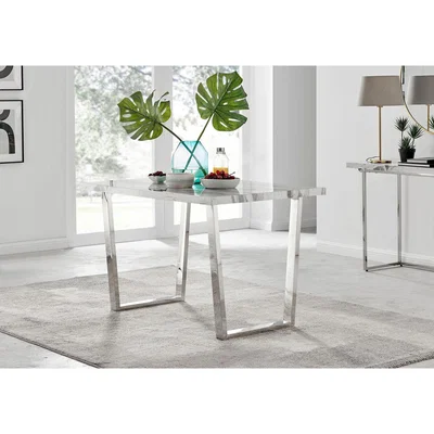 The Range Kylo 120cm White Marble Effect Dining Table - White Marble