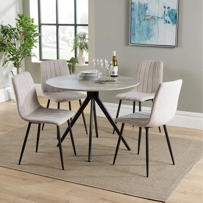 The Range Aspen 100cm Round dining table With Four Chair Set - Natural