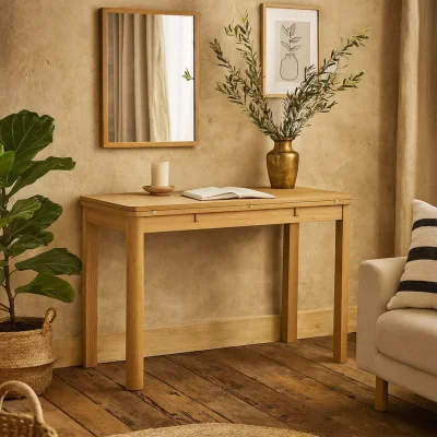 The Range Dresden Extendable Veneer Dining Table with Hidden Leaves - Brown