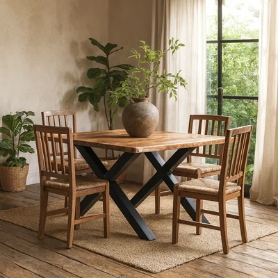 The Range Vouvant Live Edge Acacia Square Dining Table - Brown