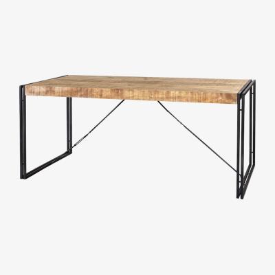 The Range Kylla Industrial Metal and Wood Medium Dining Table - Brown