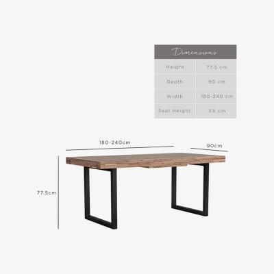 The Range Adelaide Large Extendable Dining Table - Brown, Black