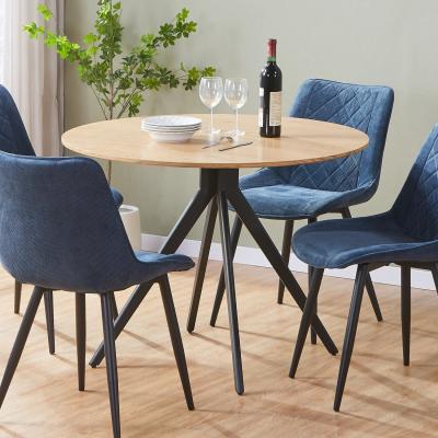 The Range Aspen Round 100cm Dining Table with Black Metal Centre Pedestal Leg  - Light Oak Effect
