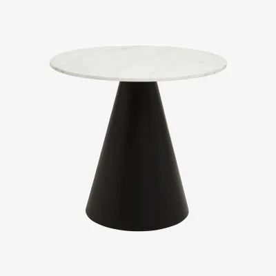 The Range Azalea Round White Marble Top Dining Table - Black