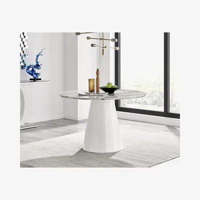 The Range PALMA WHITE MARBLE ROUND Dining Table - Grey