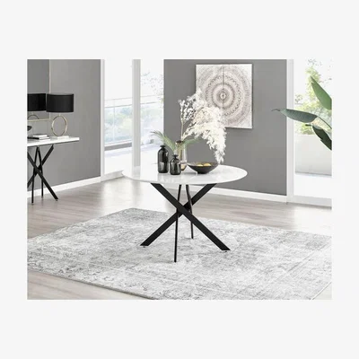 The Range Novara 120cm White High Gloss Table (BLACK) - White