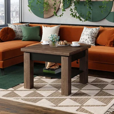 The Range Cleo 2 in 1 Extending Coffee  Dining Table 75-150cm - Brown Oak / Black
