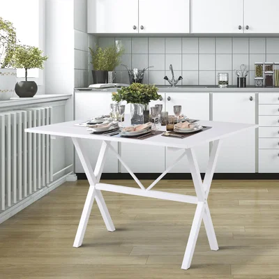 The Range Folding Expandable Dining Table with Metal Frame  - White