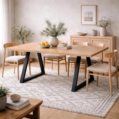 The Range Balbriggan Natural Dining Table Effect Top Matt Hairpin Legs - Natural