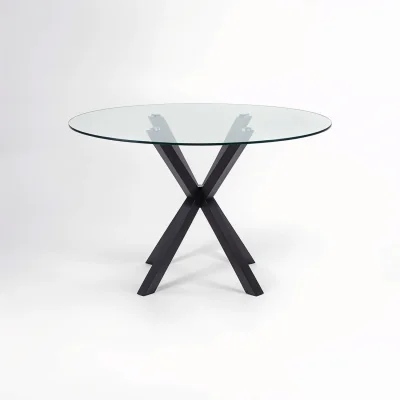 The Range Salford Round Dining Table With Black Metal Legs - Black