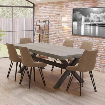 The Range Harley Dining Table with Steel Legs - Light Brown