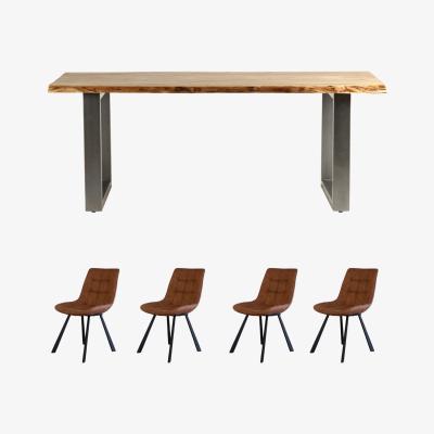 The Range Natural Essential Live Edge Medium Dining Table With 4 Chairs Set - Natural Wood