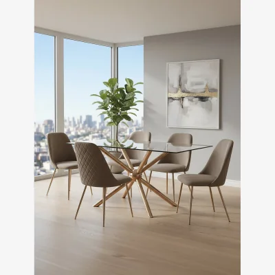 The Range Novo Rectangular Rose Gold Dining Table - Gold