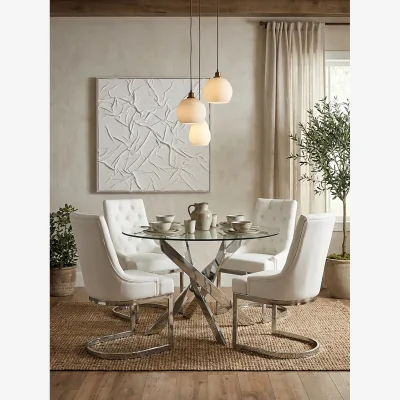The Range Allure Round Dining Table with Chrome Intersected legs - Silver