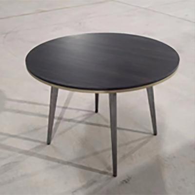 The Range Koko Modern Minimalist Melamine White Round Kitchen Dining Table with Black Legs - White