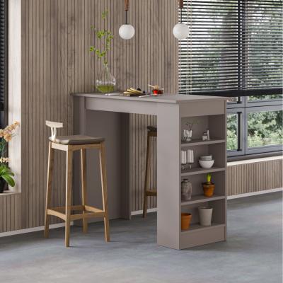 The Range Decortie Modern Kitchen Bar Dining Table with 4-Tier Storage - Mocha Grey / Particle Board