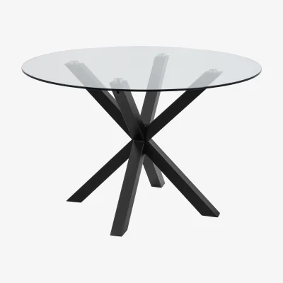 The Range Heaven Round Dining Table with Clear Glass Top and Black Legs - Clear