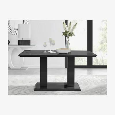 The Range Imperia 6 Black High Gloss Dining Table - Black