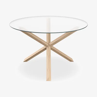 The Range Malvern Round Dining Table 4-6 Seater with Solid Oak Legs - Glass