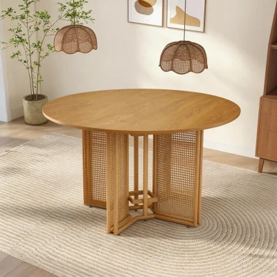 The Range Rattan Round Dining Table Dia 120cm - Oak