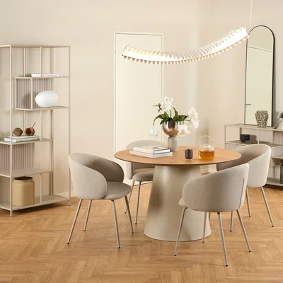 The Range Soli Round Dining Table in Oak/Grey 120cm - Oak & Grey