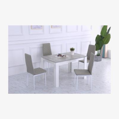 The Range Wooden Modern Marble Effect Dining Table Sets - Silver