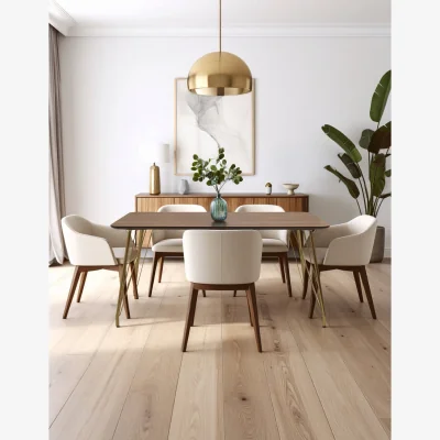 The Range Veneto Dining Table With Natural Wood Effect Top - Brown