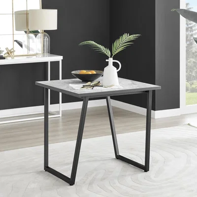 The Range Carson Square White Marble Dining Table And Black Legs - White Marble Effect