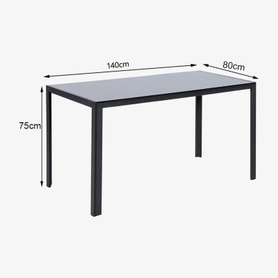 The Range Black Tempered Glass Rectangular Dining Table - Black / 140cm