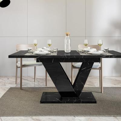 The Range EXTENDABLE DINING TABLE WITH MARBLE EFFECT, ROYAL MARBLE BLACK  - Royal Marble Black