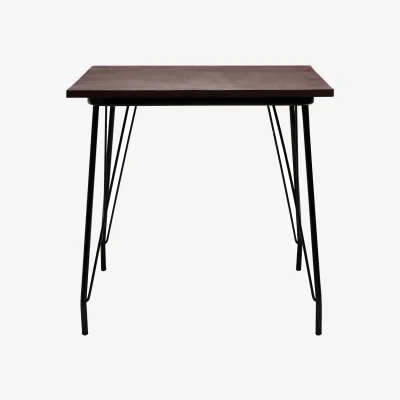 The Range District Black Metal And Elm Wood Dining Table - Black