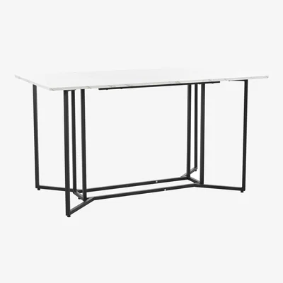 The Range Unique Metal Frame Rectangular Dining Table with Adjustable Feet - Black
