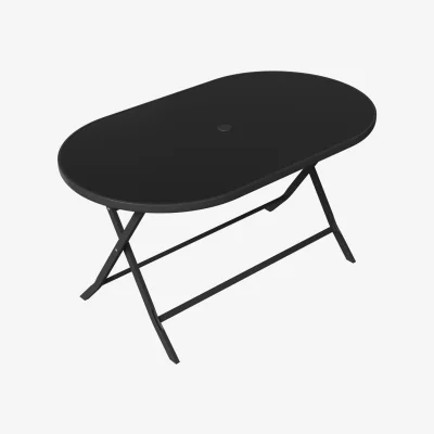 The Range Breeins Outdoor Folding Table with Umbrella Slot - Black