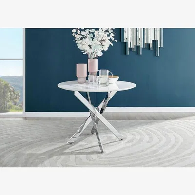 The Range Novara 100cm White High Gloss Table Chrome Legs - White Gloss