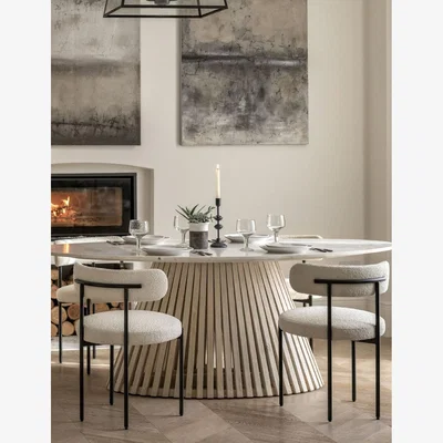 Rose & Grey Vince Oval Marble Dining Table