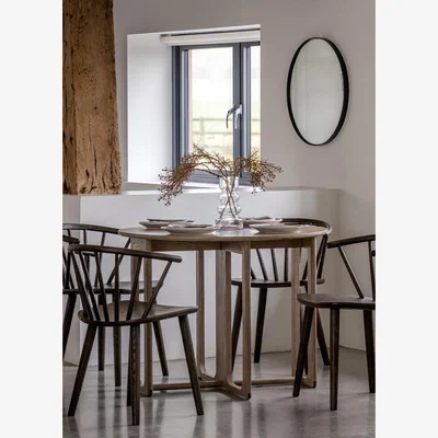 Rose & Grey Albie Round Folding Dining Table - Smoked