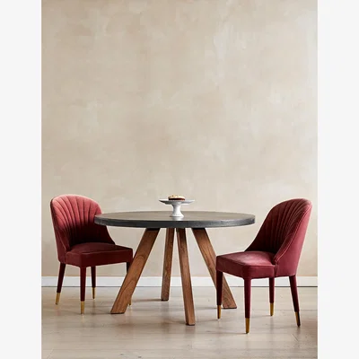 Rose & Grey Round Trondheim Cement & Mindi Wood Dining Table