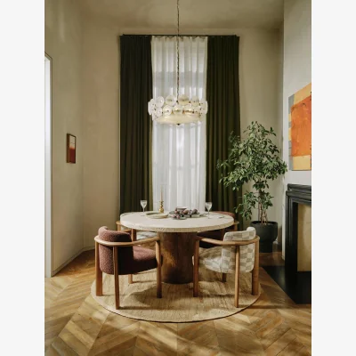 Soho Home Ramsey Dining Table, Round, Travertine