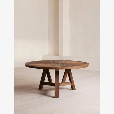 Soho Home Vestini Dining Table, Wirebrushed Stained Teak