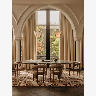 Soho Home Amos Dining Table, Rosso Luana