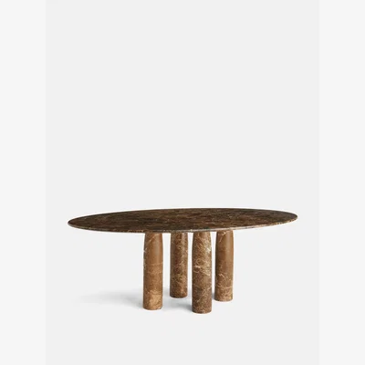 Soho Home Ilario Dining Table, Dark Emperador Marble