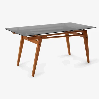 Sazy Hans Glass Dining Table, Walnut