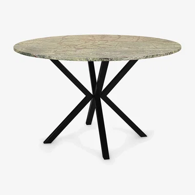 Sazy Rainforest Marble - Metal Large Dining Table, Black - Green - Brown