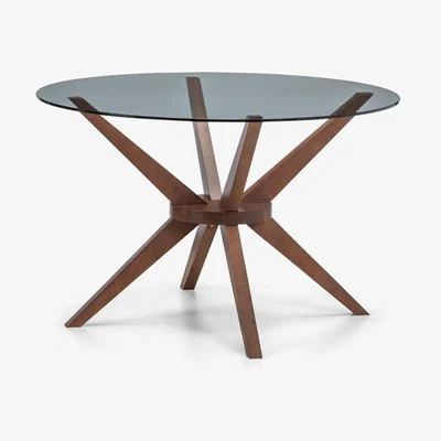 Teddy Beau Julian Bowen Chelsea Glass Dining Table / Walnut / Round, Small