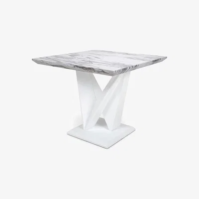 Teddy Beau Shankar Saturn Square Marble Effect Top Dining Table