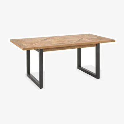 Teddy Beau Bentley Indus 6-8 Rustic Oak And Peppercorn Dining Table