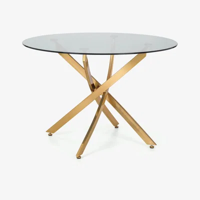 Teddy Beau Julain Bowen Montero Round Glass Dining Table