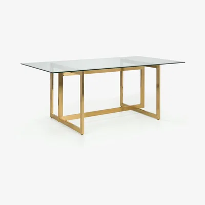 Teddy Beau Julain Bowen Minori Dining Table in Glass & Gold