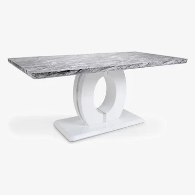 Teddy Beau Shankar Neptune Large Marble Effect Top Dining Table